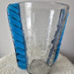 Blenko Crackle Glass Ribbed Handled Vase