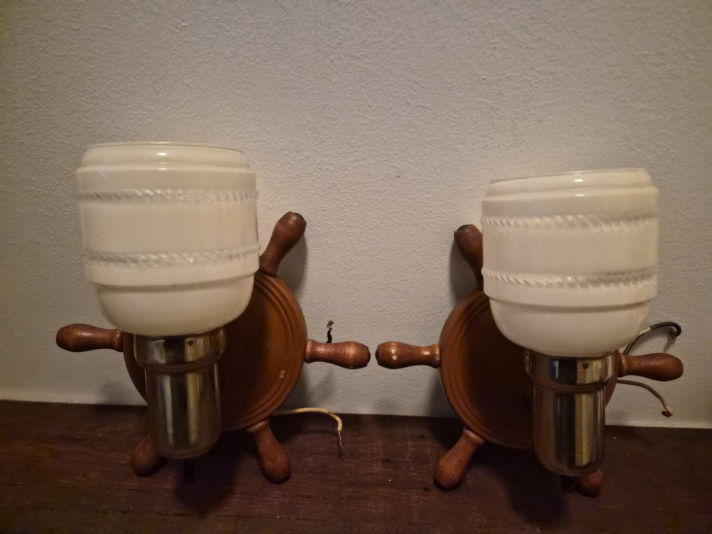 Vintage Art Deco Ship Wheel Light Sconces