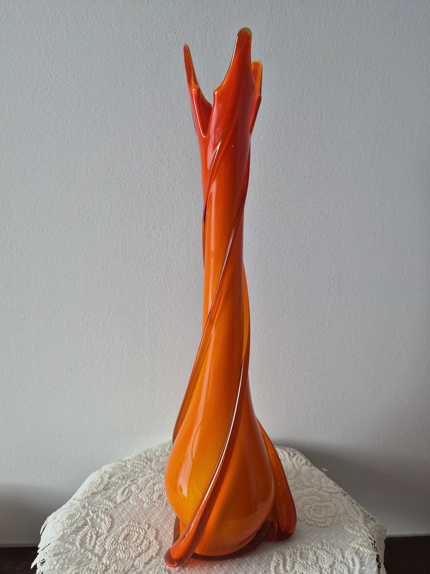 Cristalleria Fratelli Betti Empoli Amberina Orange Glass Vase