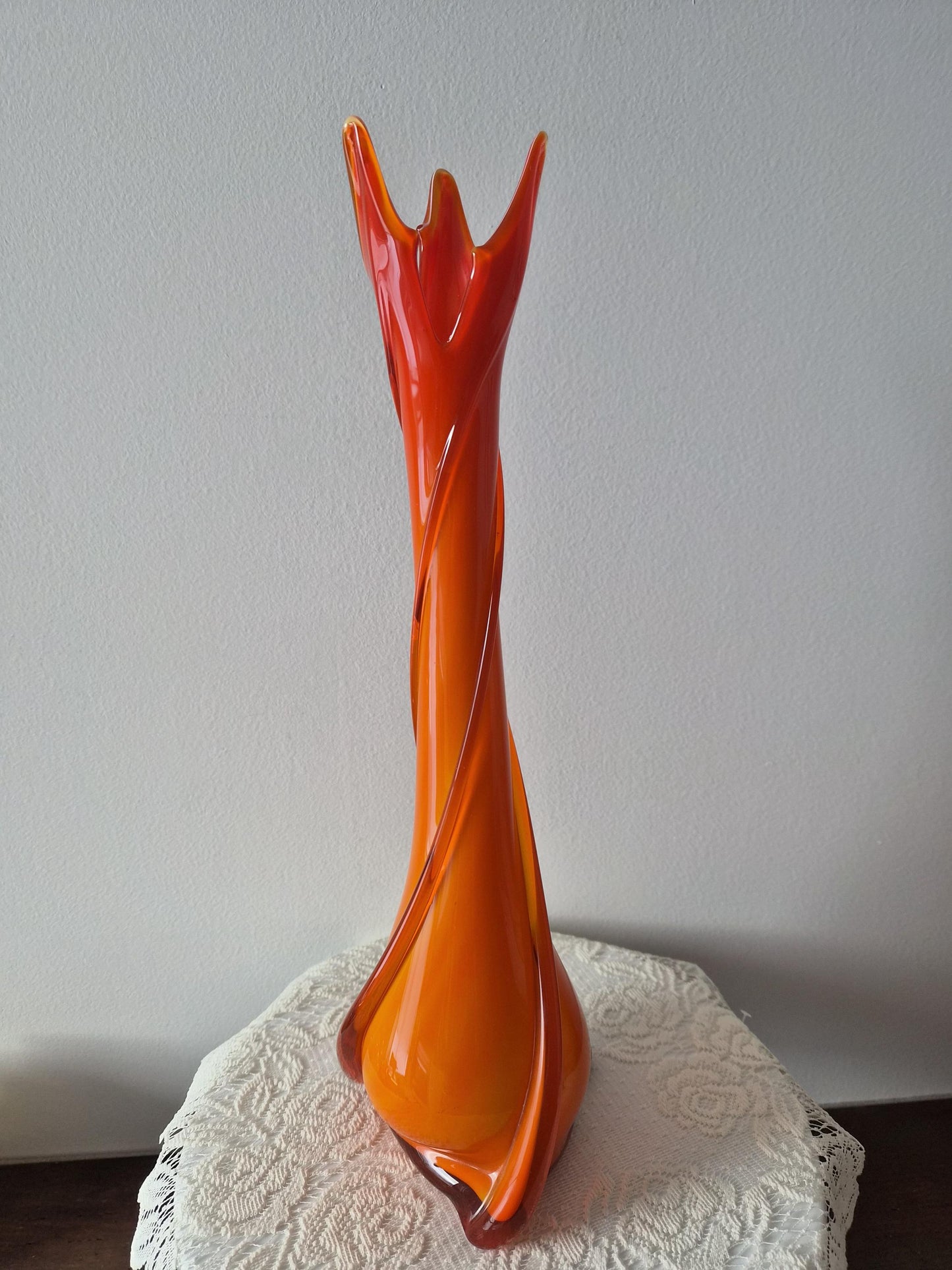 Cristalleria Fratelli Betti Empoli Amberina Orange Glass Vase