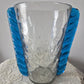 Blenko Crackle Glass Ribbed Handled Vase