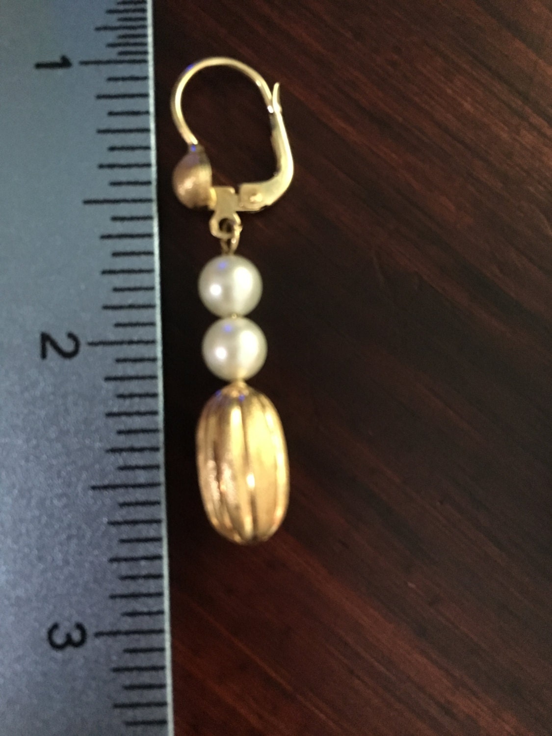 Estate 18K Yellow Gold Oval Drop and Pearl Leverback Earrings *Local Pickup Only*