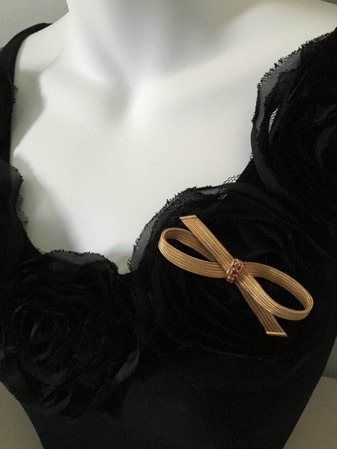 Estate Vintage Cellino 14K Yellow Gold and Pink Sapphire Bow Brooch w/Matching 14K Clip-On Earrings *In-Person pickup only*