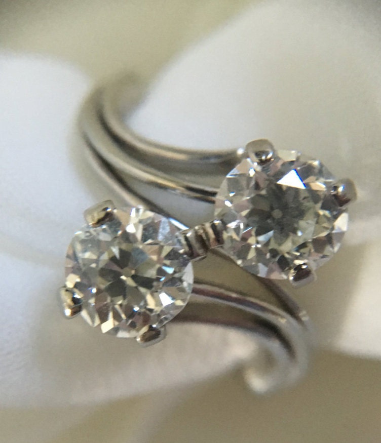 Estate Dual Diamond Old Mine Cut Ring 18K *In-Person Pickup up only*