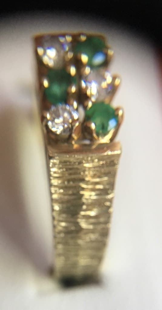 Vintage Estate 18K Yellow Gold Emerald and Diamond Cocktail Ring *In-person Pickup Only*