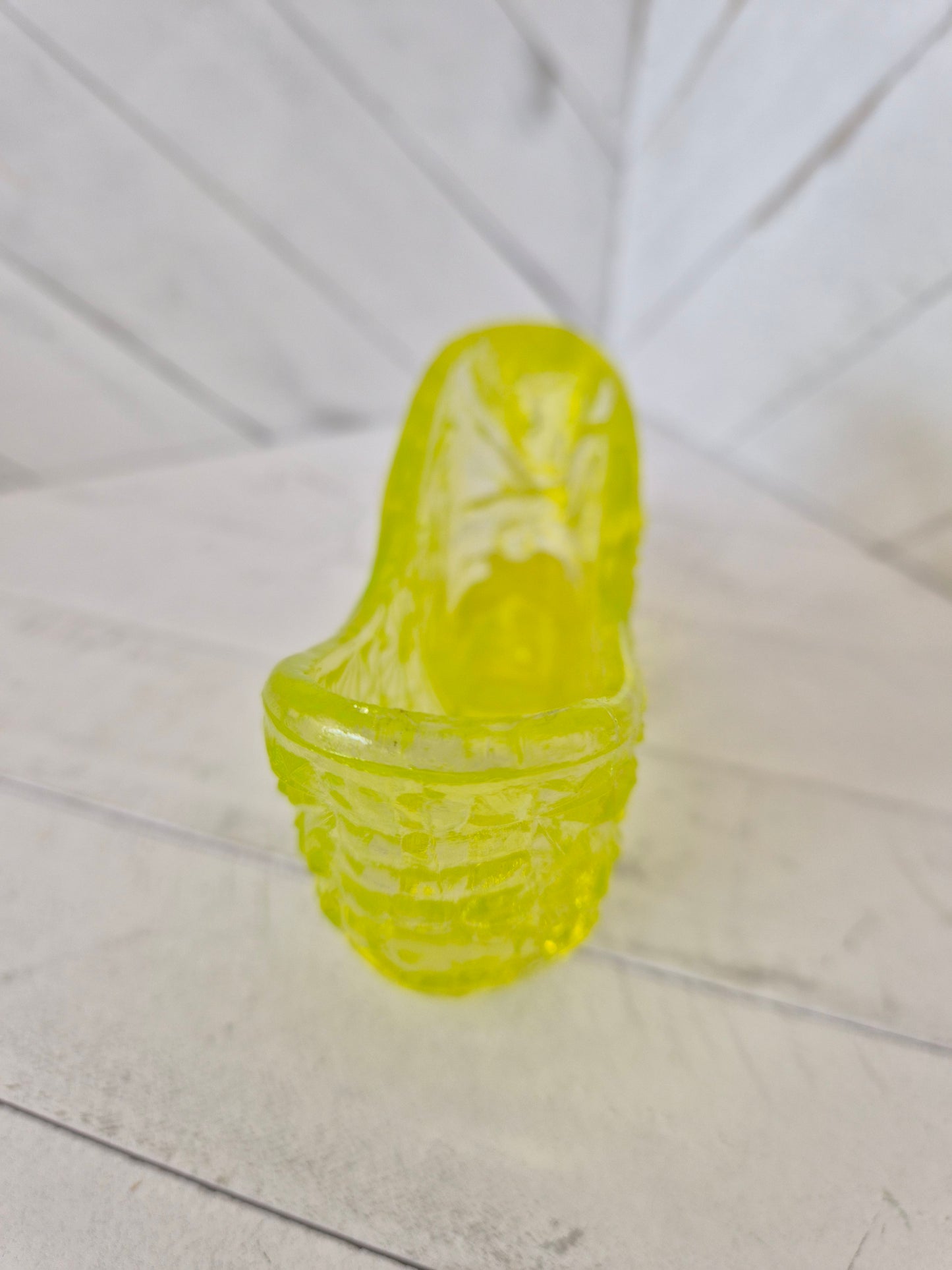 Fenton Yellow Uranium Glass Shoe