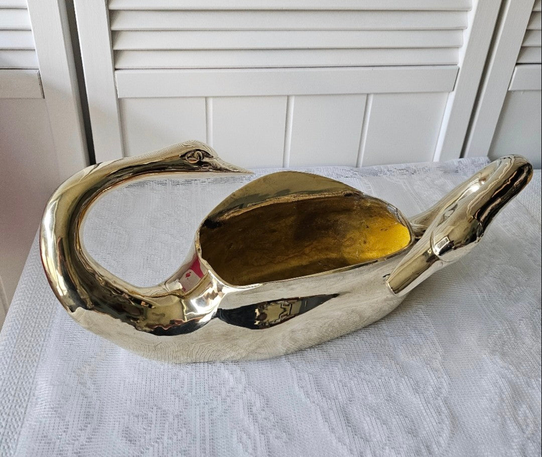 Brass Swans Decor Planter