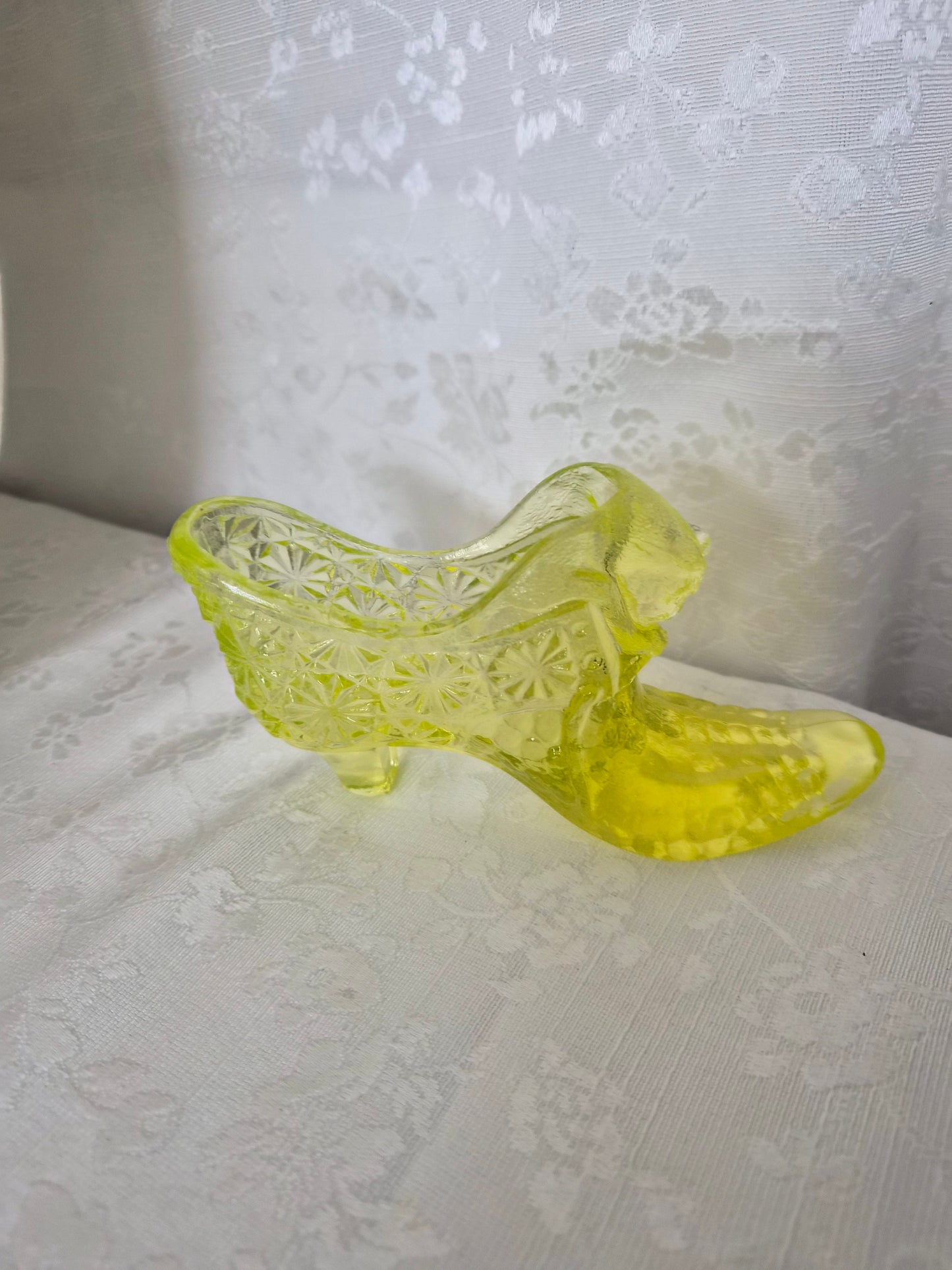 Fenton Yellow Uranium Glass Shoe