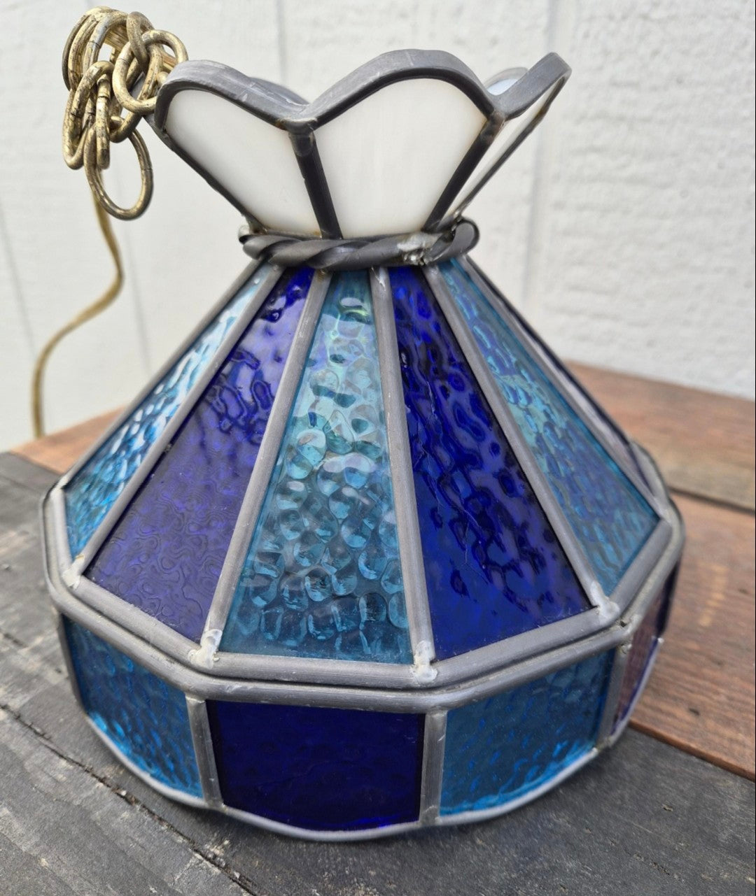 Blue Stained Glass Swag Light