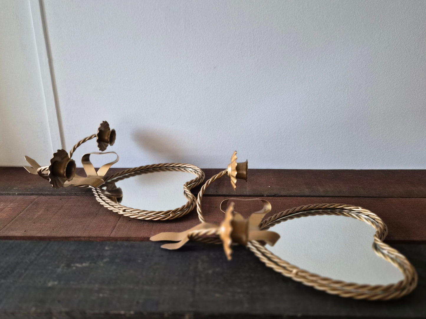 *Sold* Heart Wall Mirror Candle Sconces
