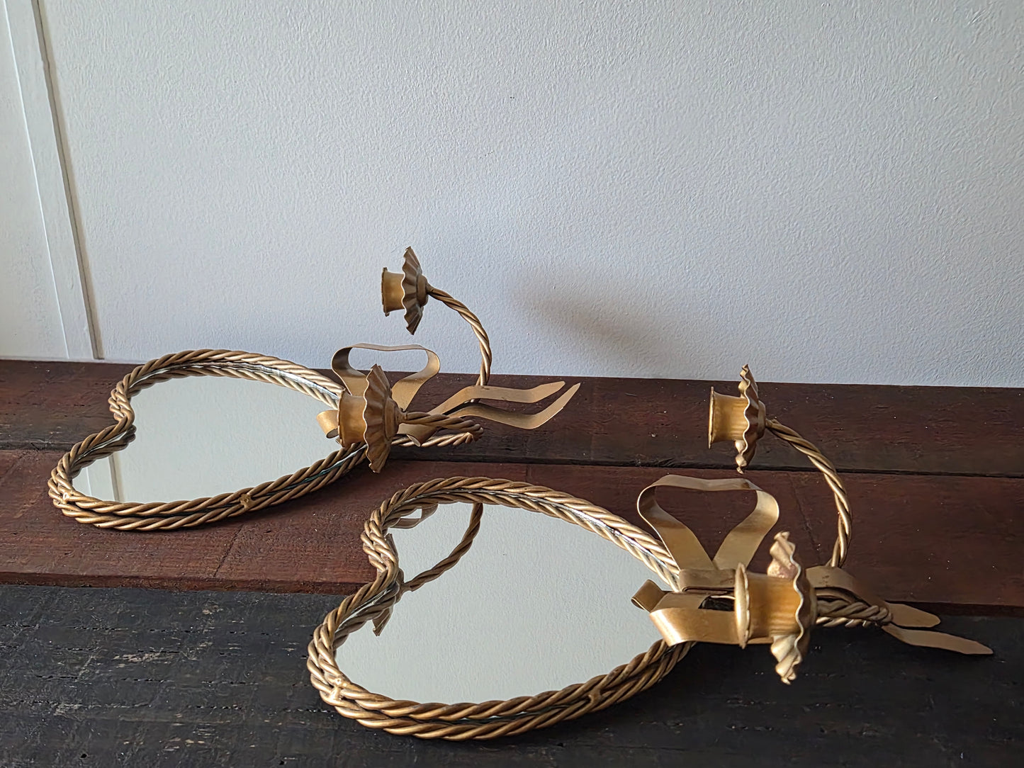 *Sold* Heart Wall Mirror Candle Sconces
