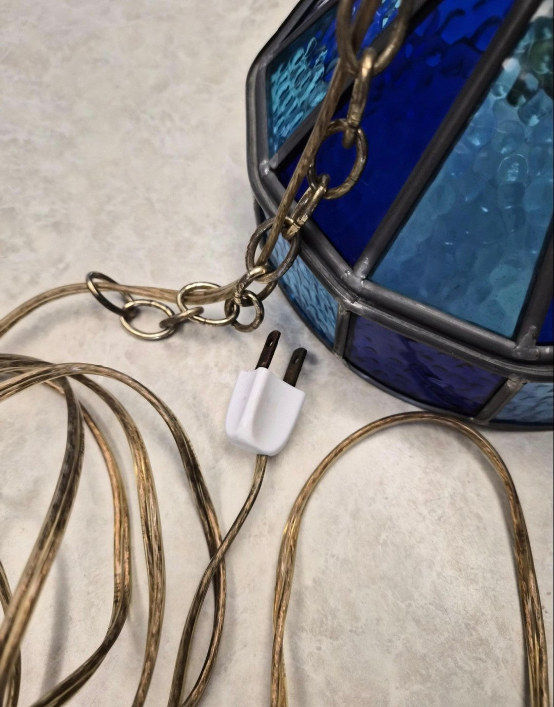 Blue Stained Glass Swag Light