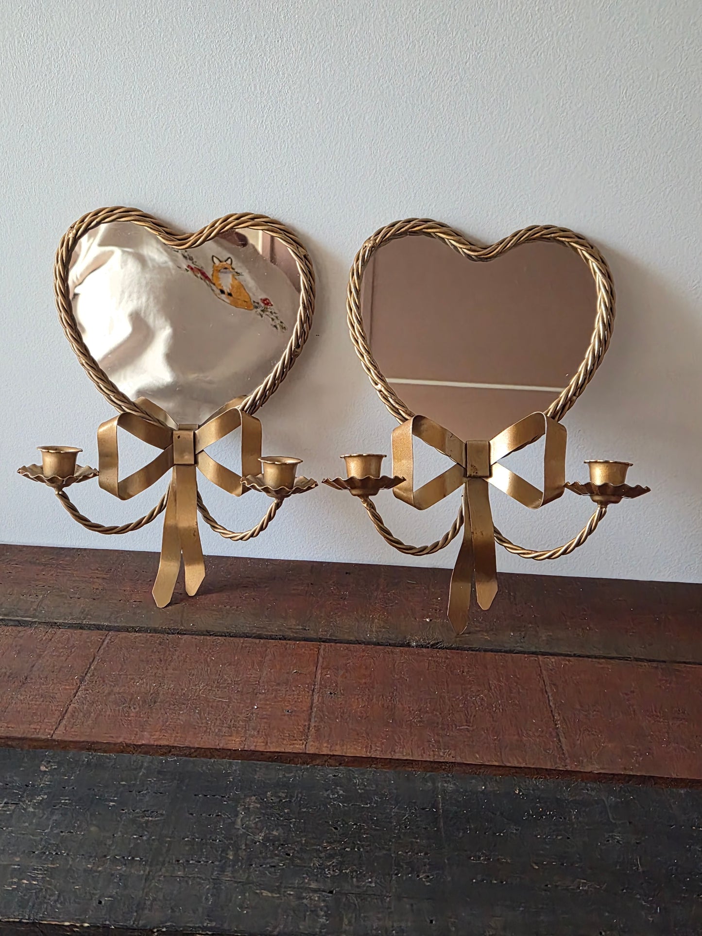 *Sold* Heart Wall Mirror Candle Sconces