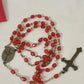 Vintage Red Fauceted Bead Rosary