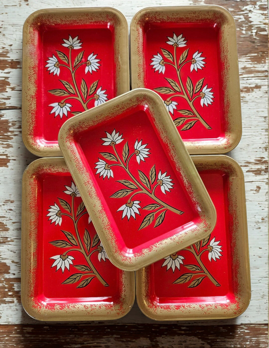 Daisy Mini Metal Coaster Trays (5)