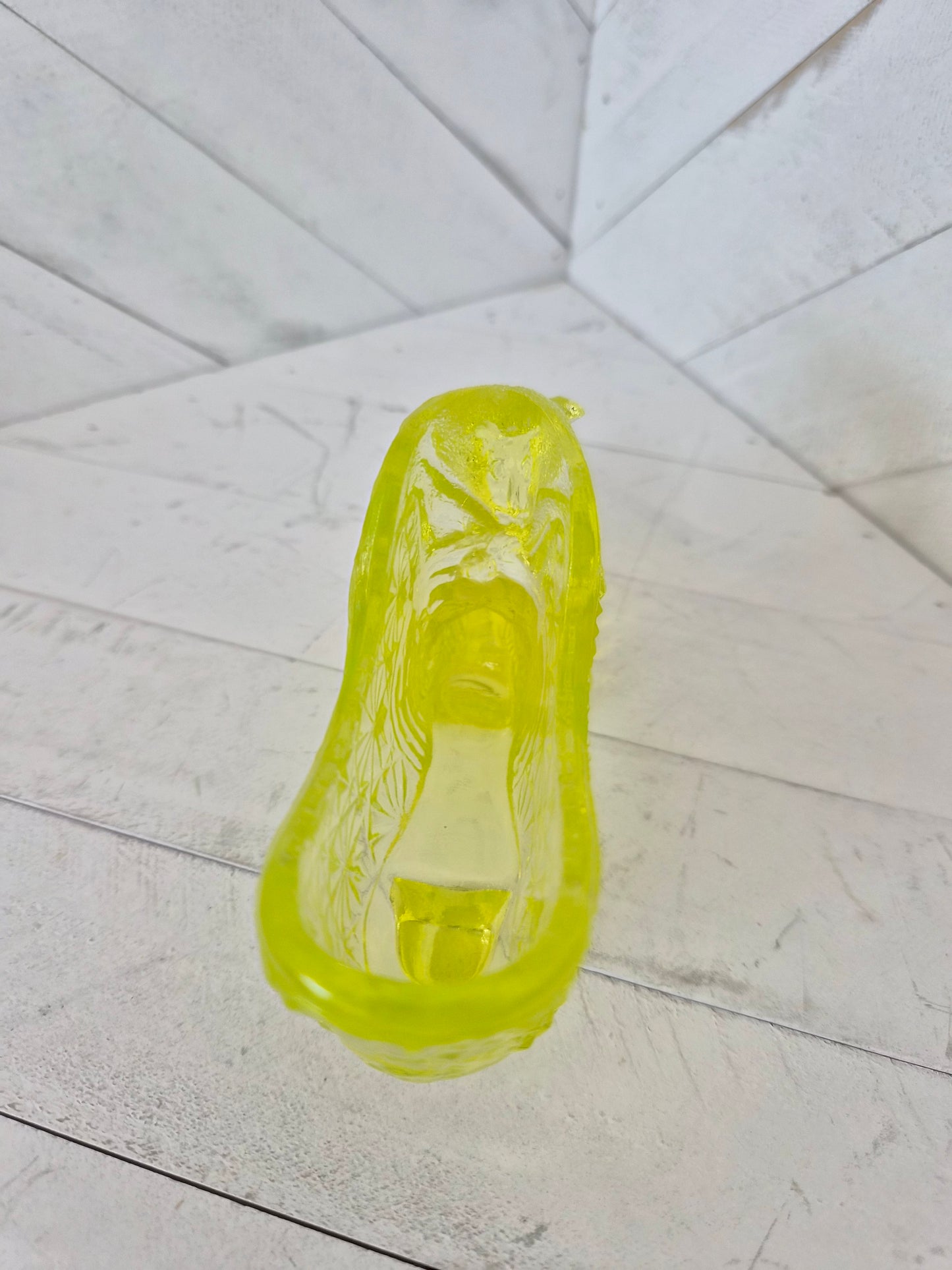 Fenton Yellow Uranium Glass Shoe