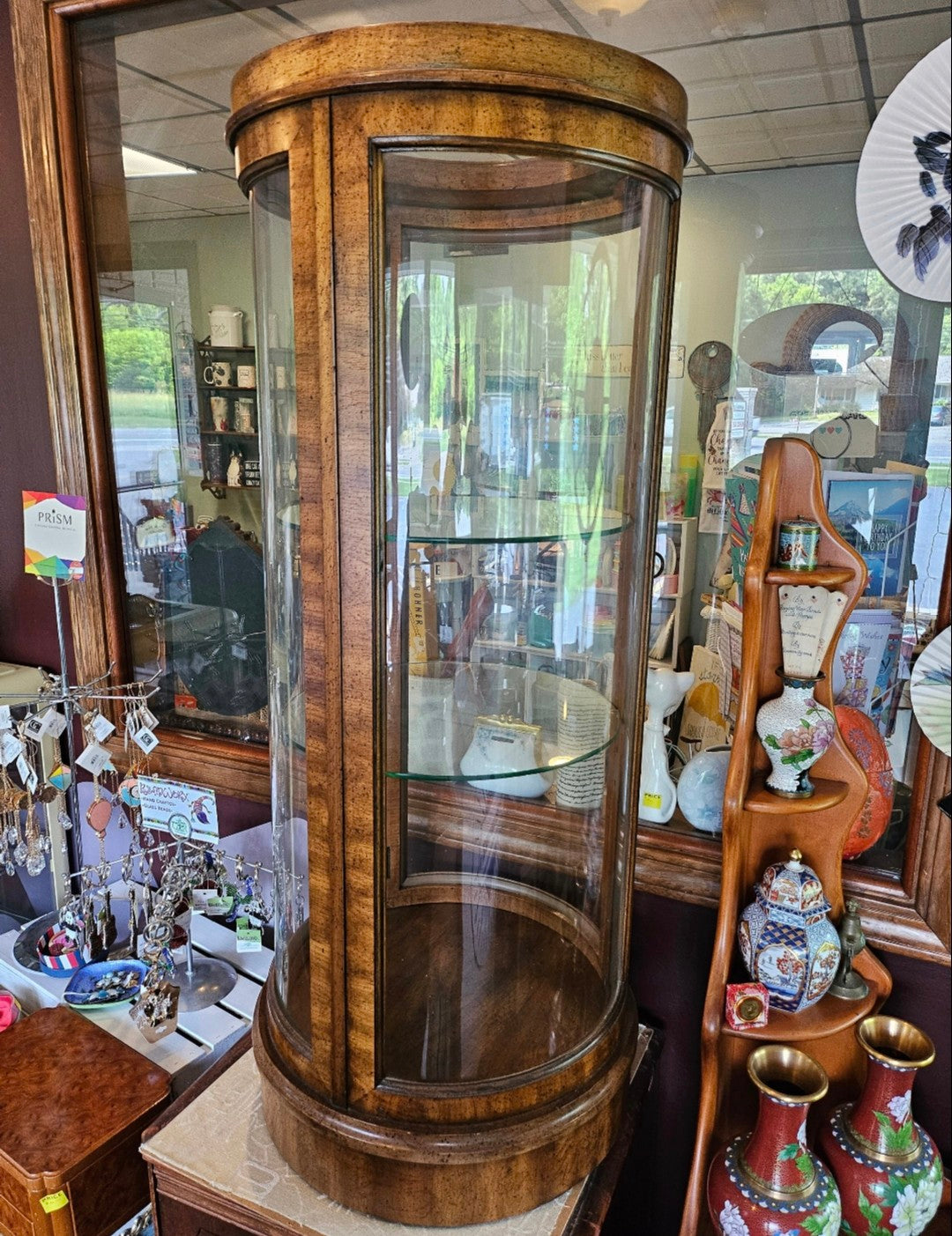 Weiman Curved Glass Curio Cabinet - Local Pickup Only in East Aurora, NY