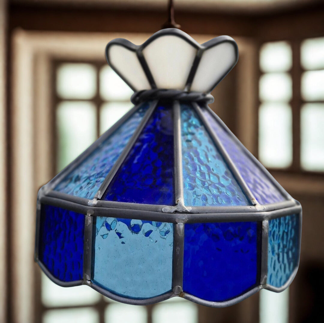 Blue Stained Glass Swag Light