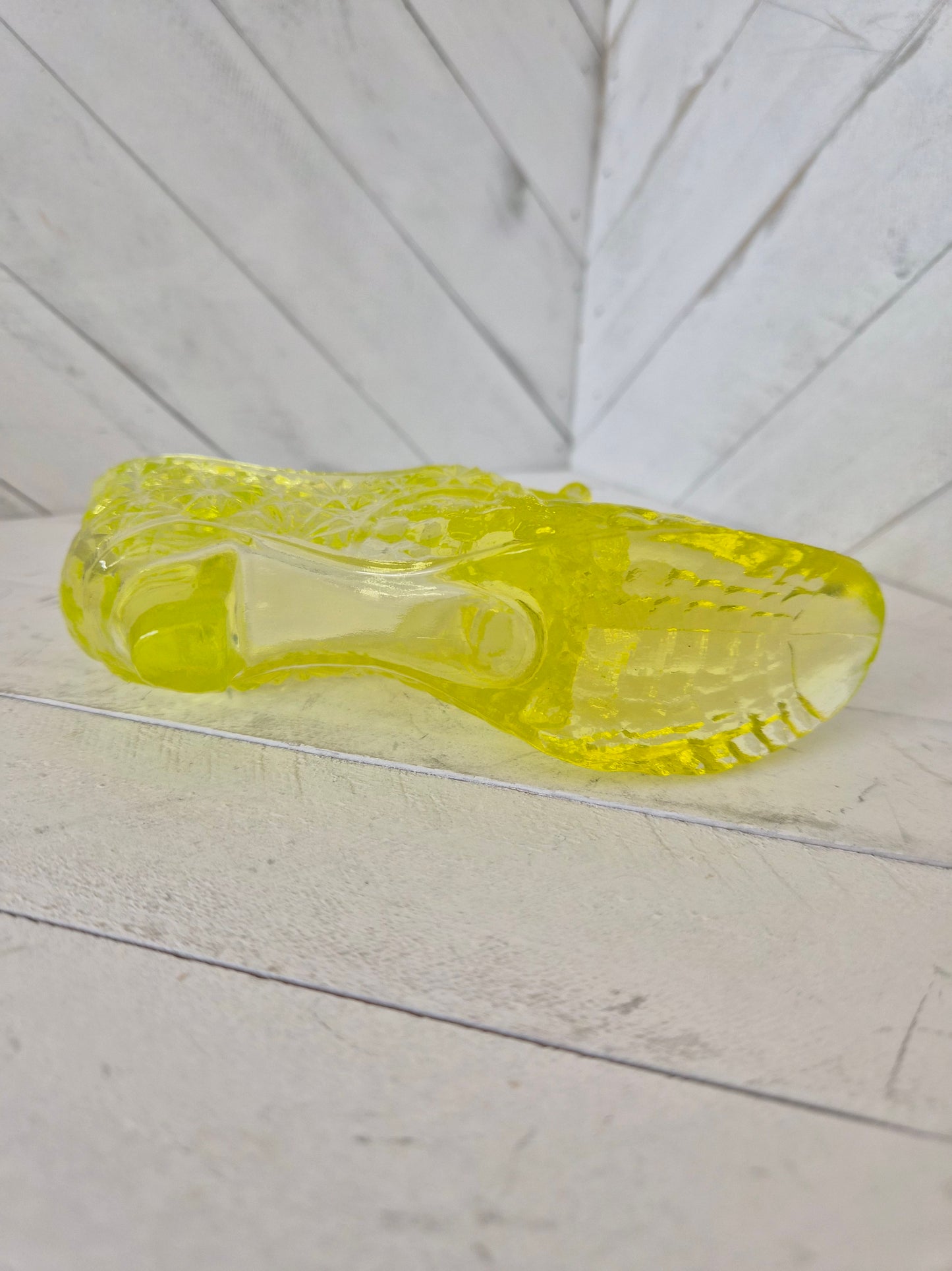 Fenton Yellow Uranium Glass Shoe