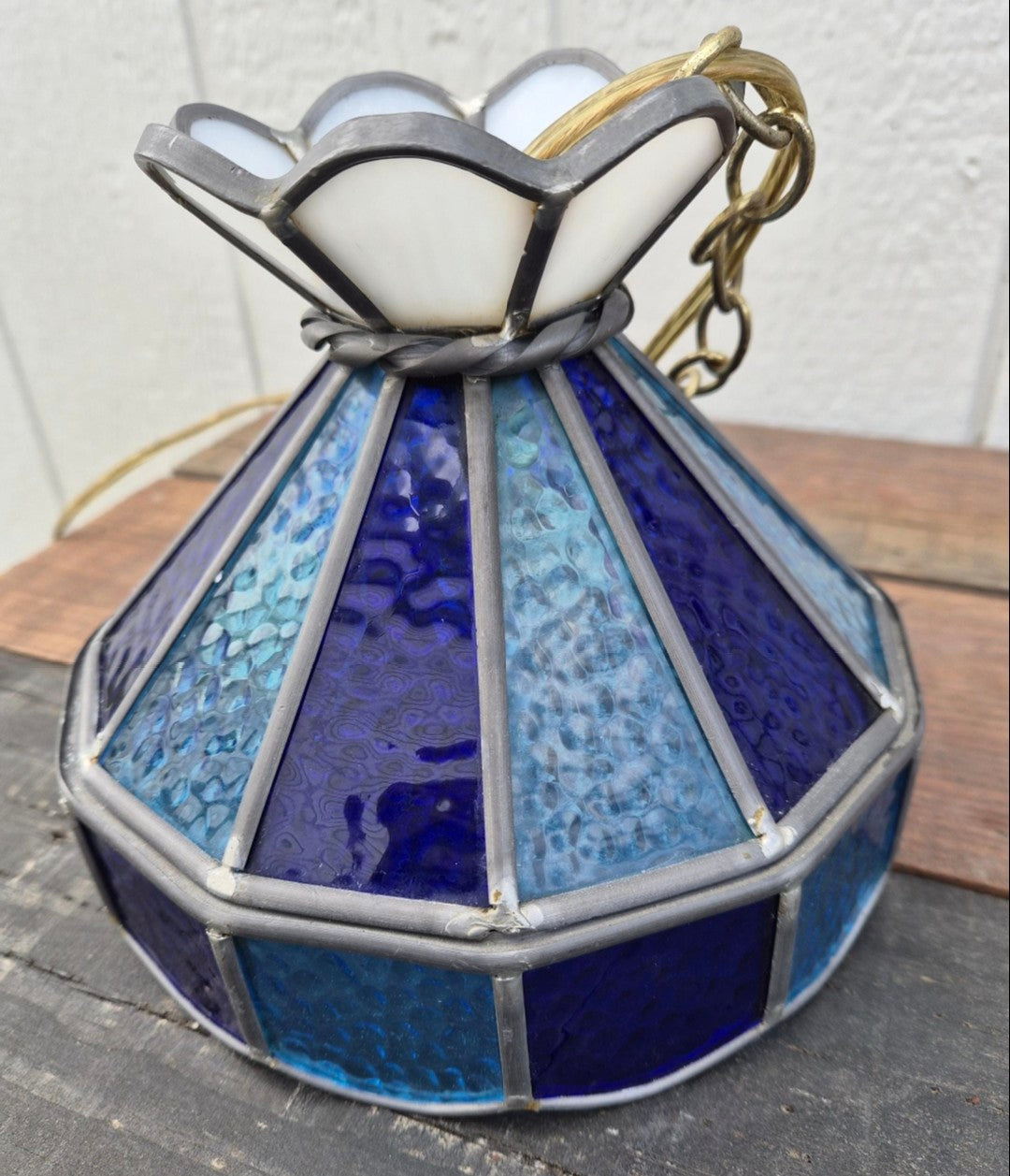 Blue Stained Glass Swag Light