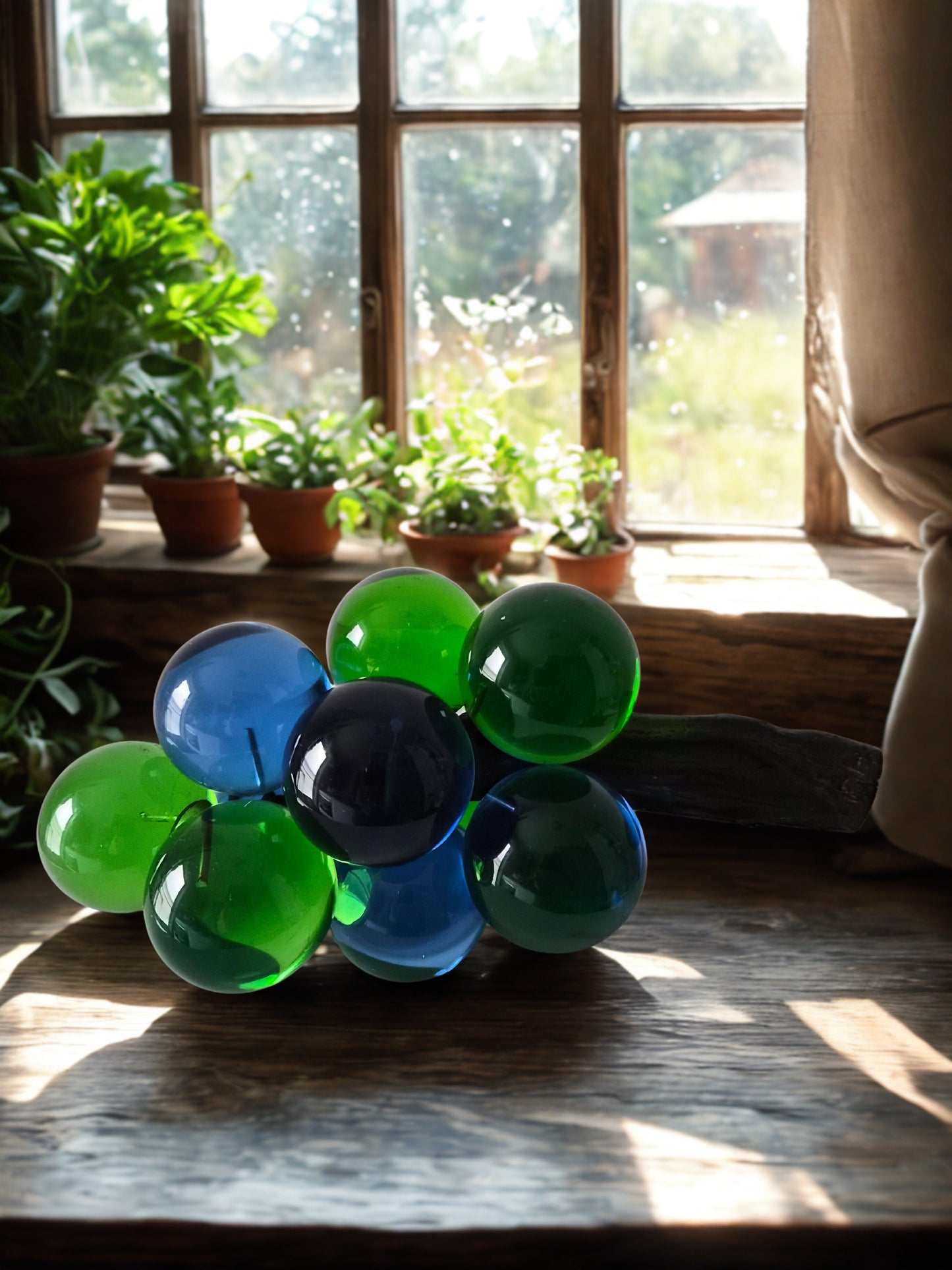 Retro Lucite Blue Green Grape Cluster