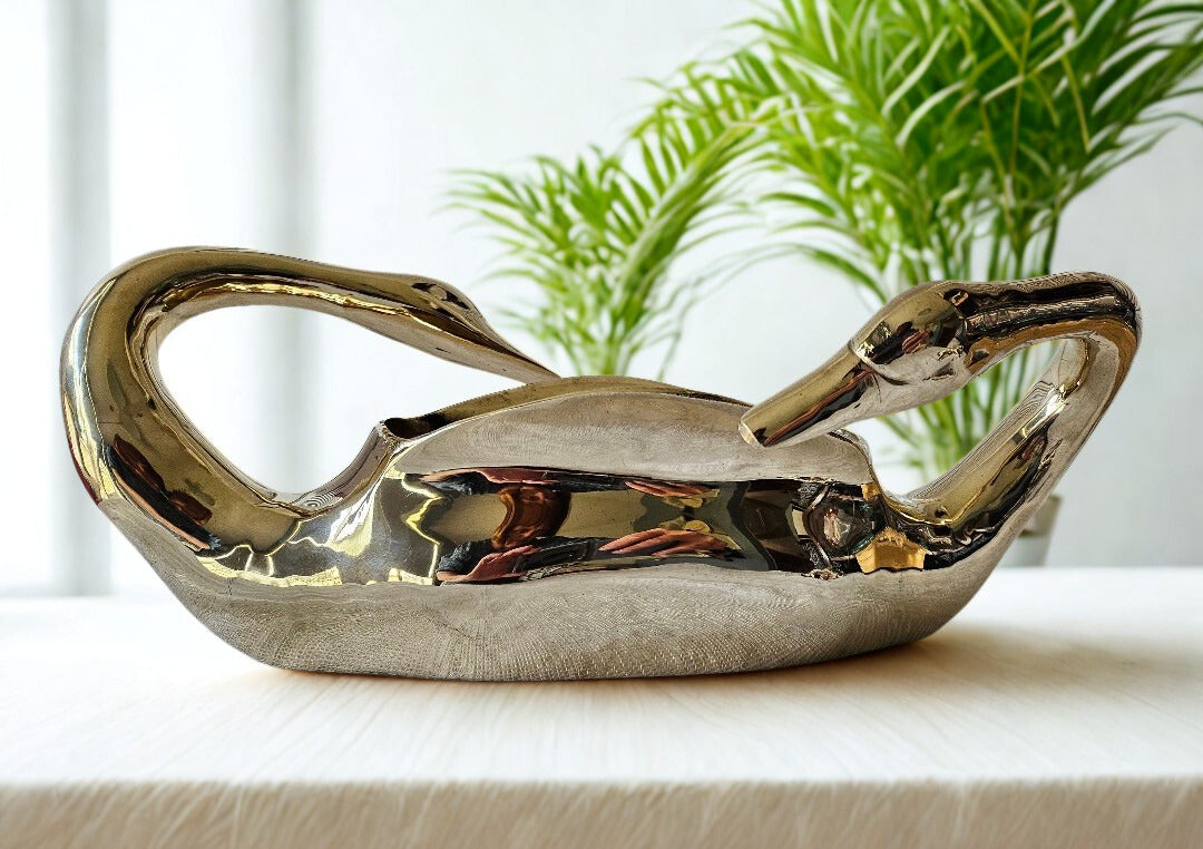 Brass Swans Decor Planter