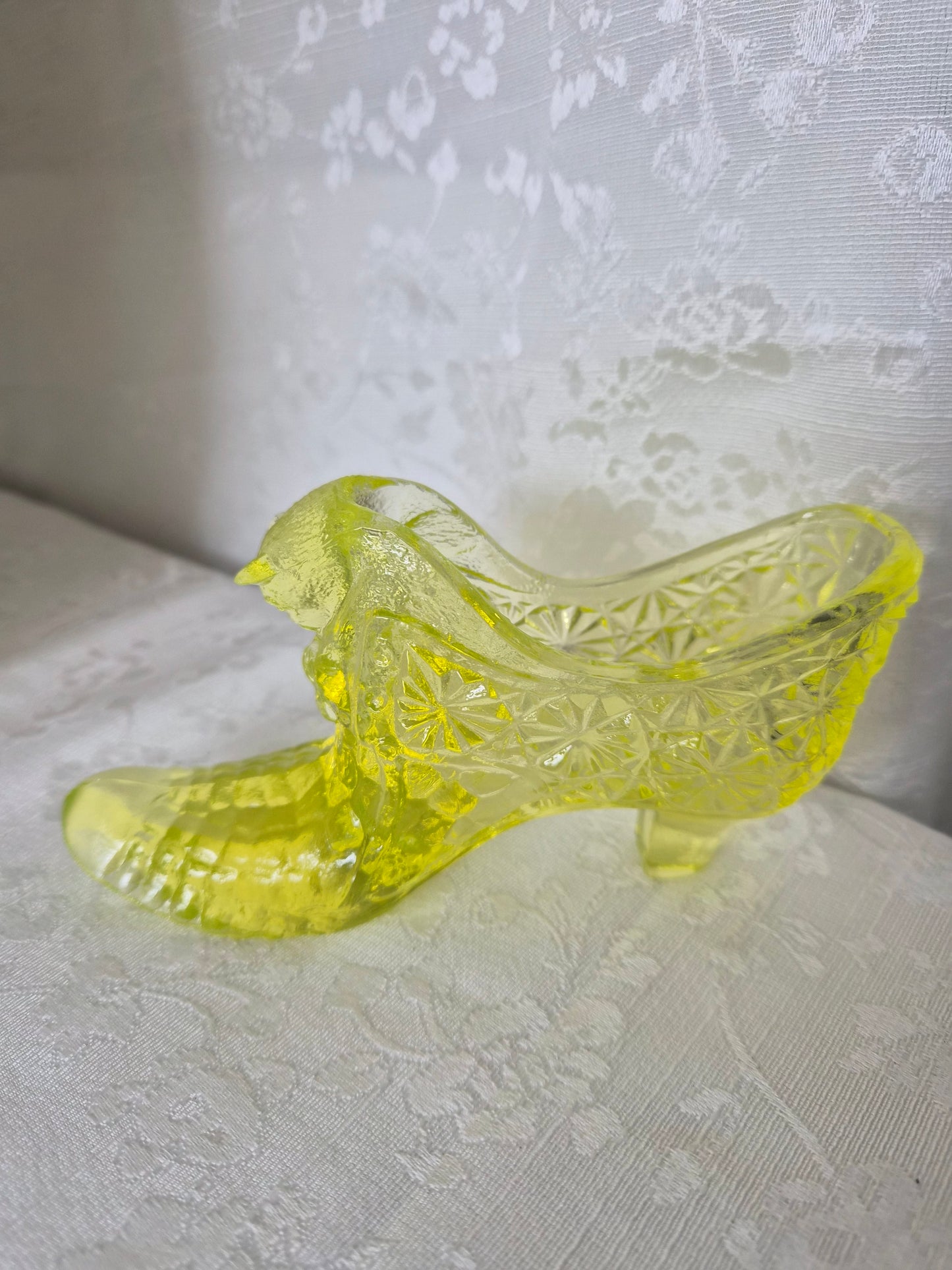 Fenton Yellow Uranium Glass Shoe