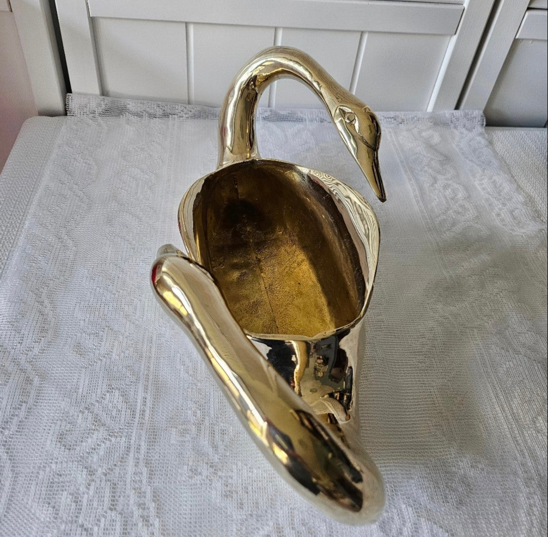 Brass Swans Decor Planter