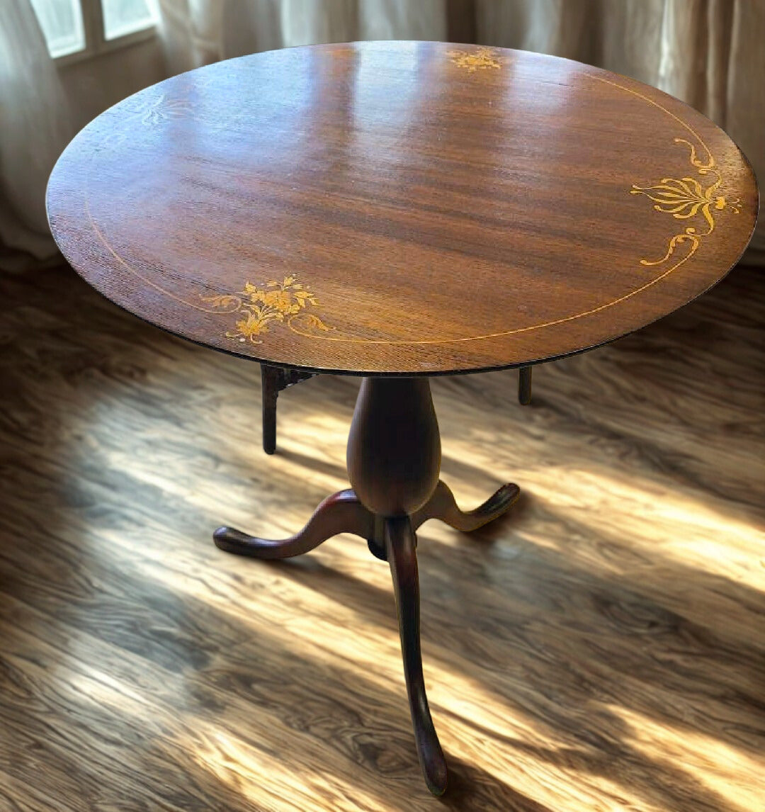 Gorgeous Mahogany Inlaid Tilt Pie Table *Local Pickup Only* - East Aurora, NY