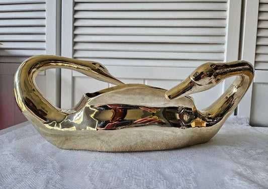 Brass Swans Decor Planter