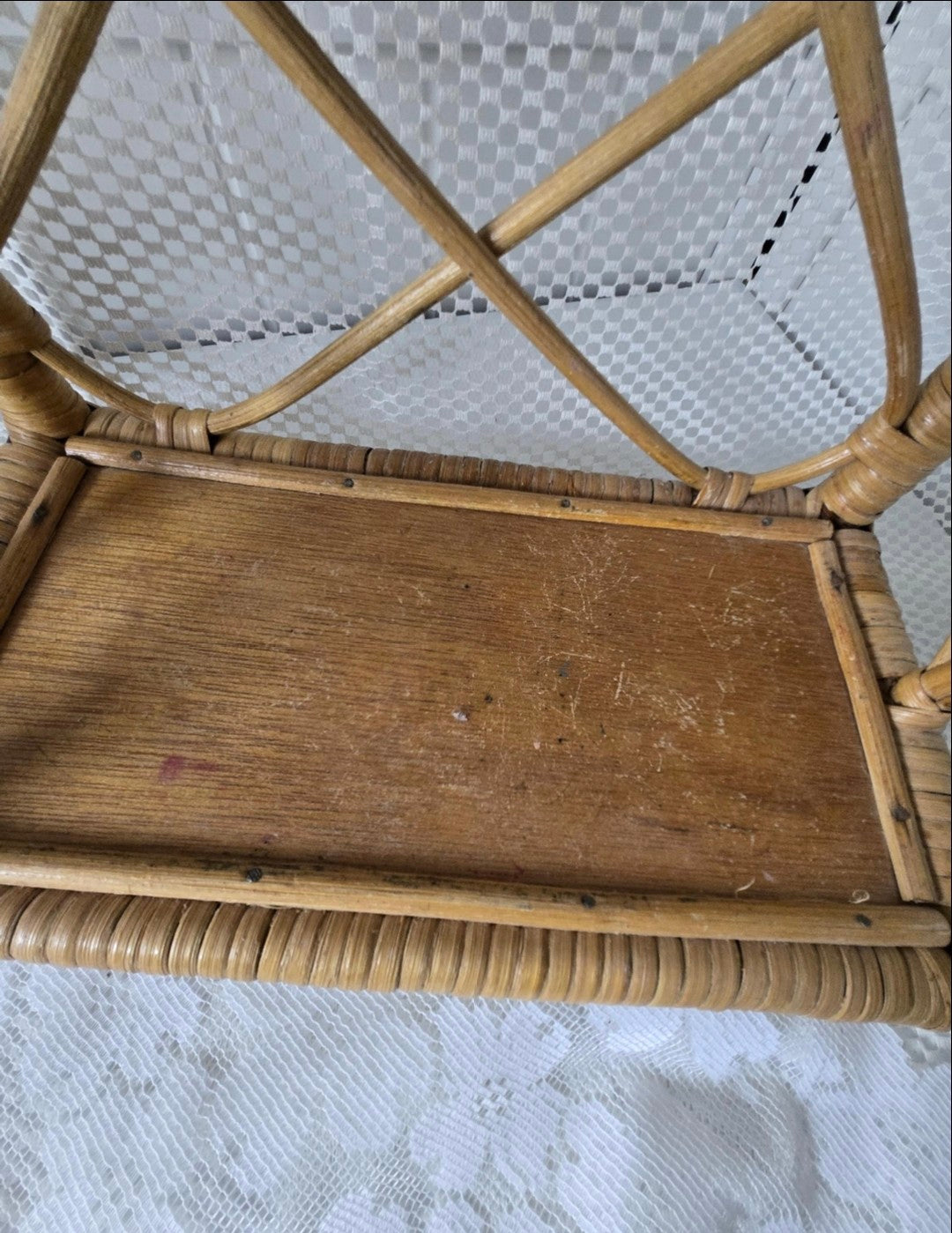 Vintage Rattan & Wicker Wall Shelf