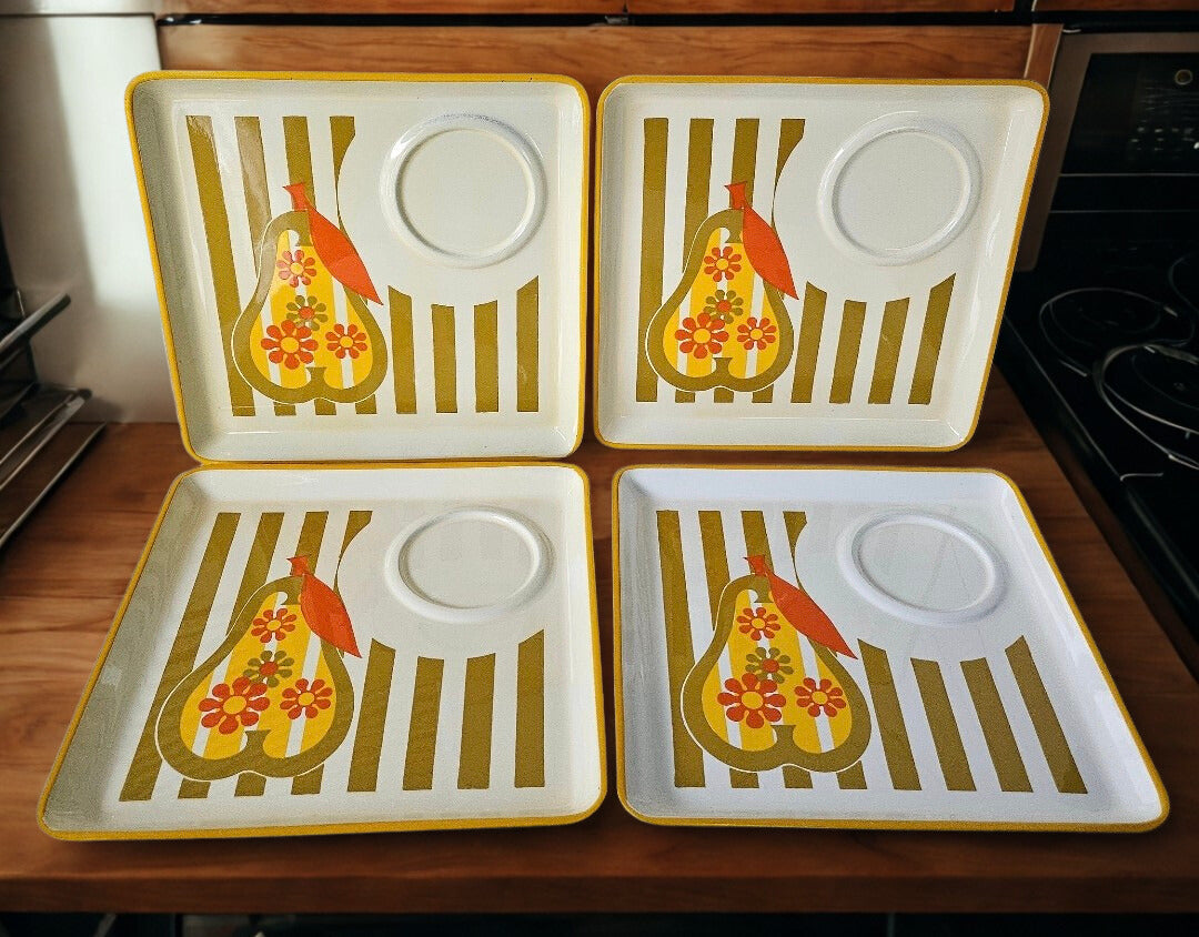 Mid Century Retro Sandwich Snack Plates
