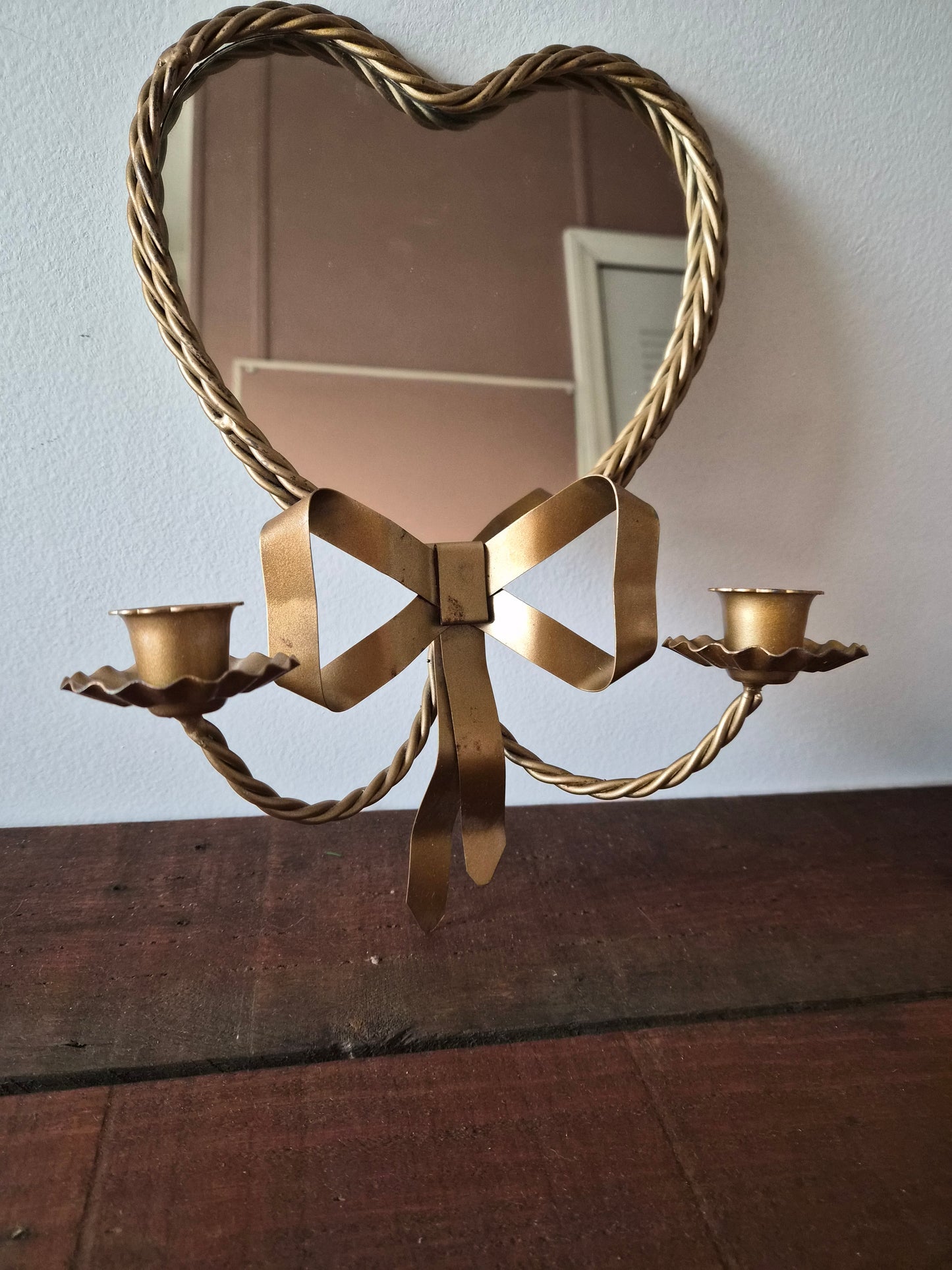 *Sold* Heart Wall Mirror Candle Sconces