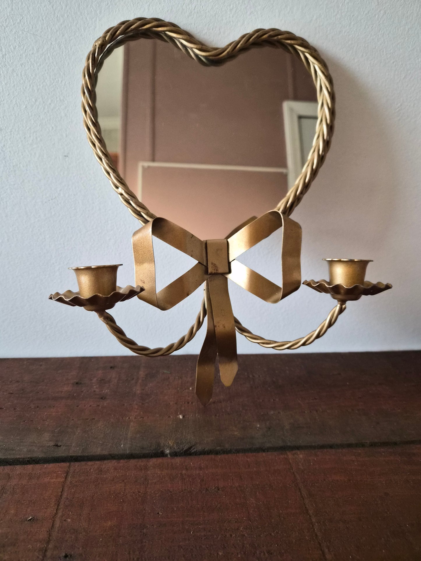 *Sold* Heart Wall Mirror Candle Sconces