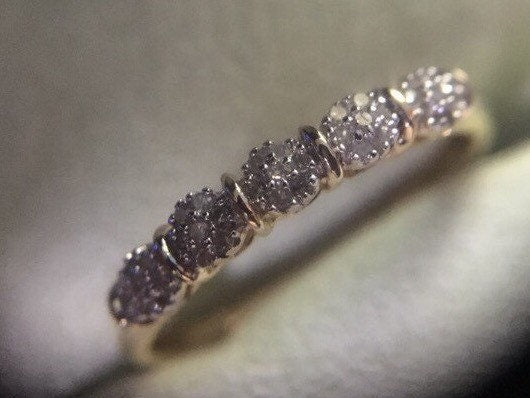 Vintage Diamond Pave Engagement Ring w/Matching Yellow Gold Pave Band 14K