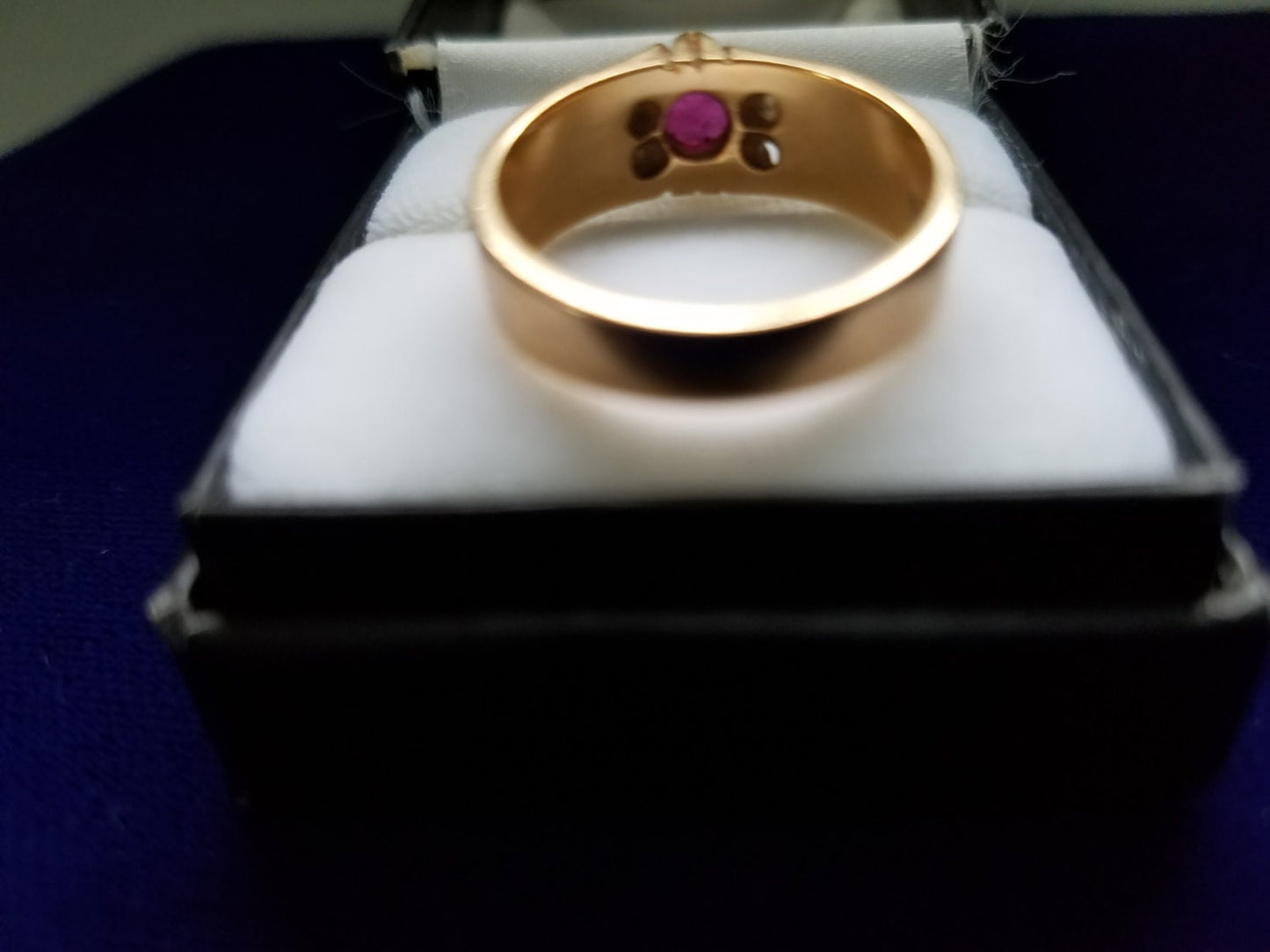 Estate Solitaire Ruby and 14K Yellow Gold Cocktail Ring