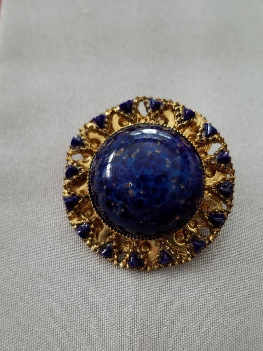 Gorgeous Blue Cabochon Lapis Brooch