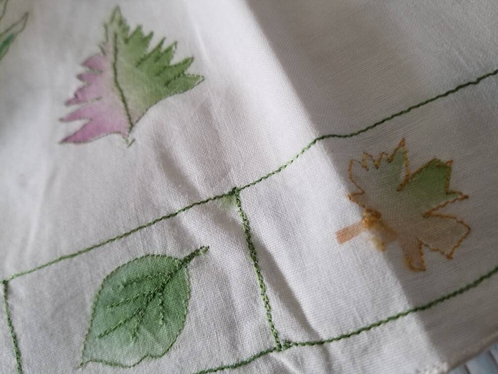 Vintage Leaf and Embroidery Tier Curtains