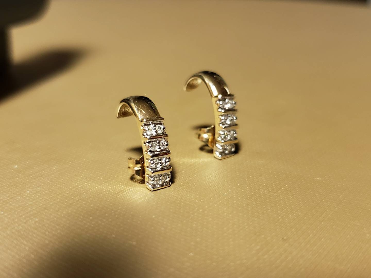 Vintage Estate Diamond Accent Cuff Earrings 14K