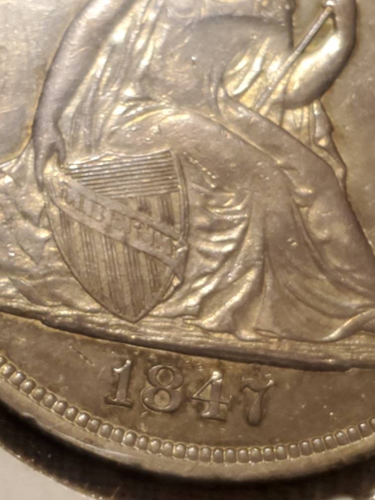 1847 Seated Liberty Silver Dollar Coin