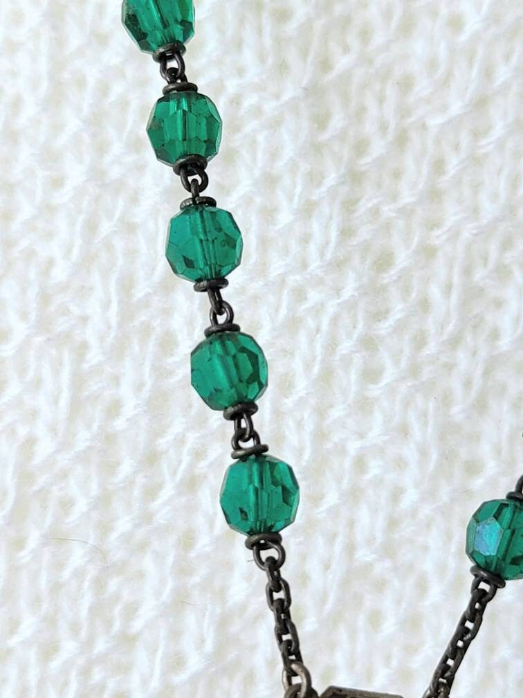 Antique Sterling Green Rosary