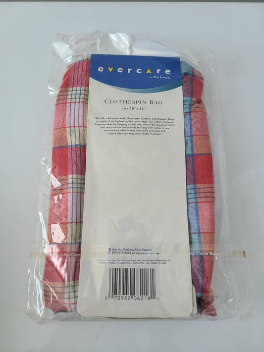 Vintage Evercare Plaid Clothespin Bag