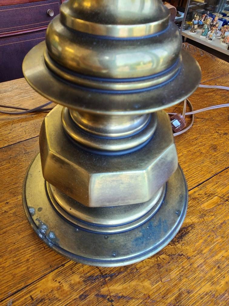 Vintage Stiffel Brass Lamp Glass Shade
