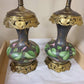 Antique Ceramic Brass Grape Vine Lamps