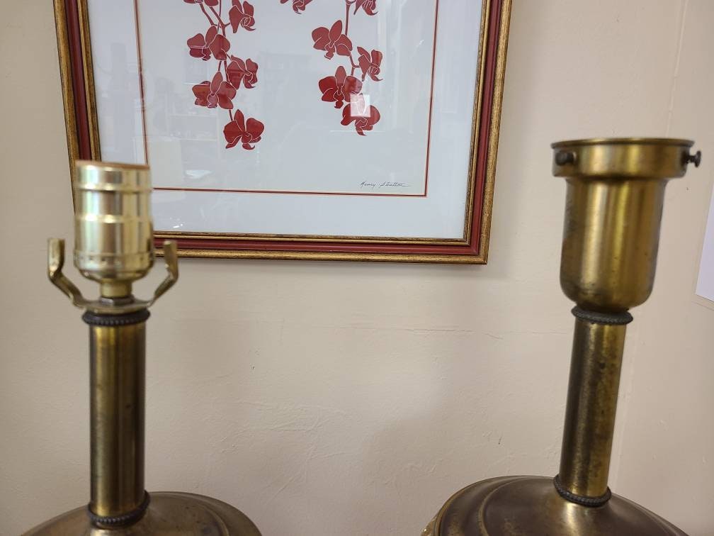 Antique Ceramic Brass Grape Vine Lamps