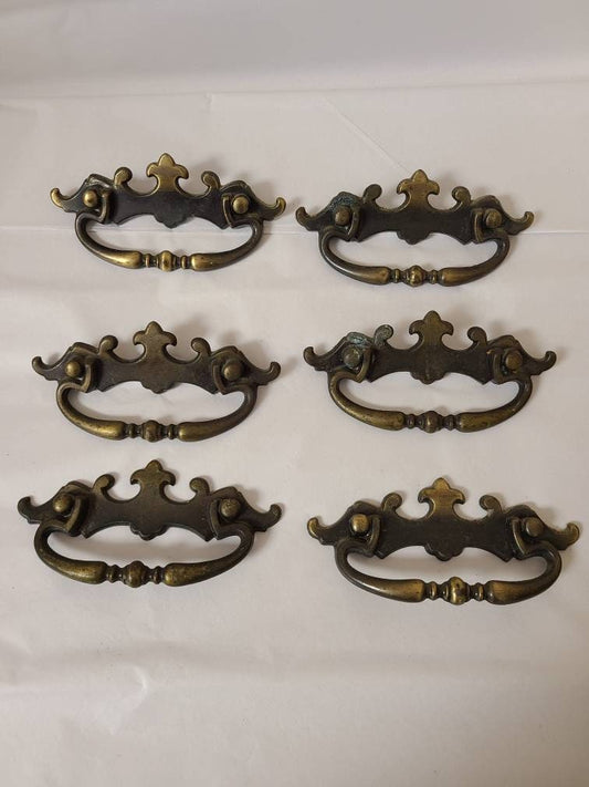 Antique Brass Drawer Pulls (6)