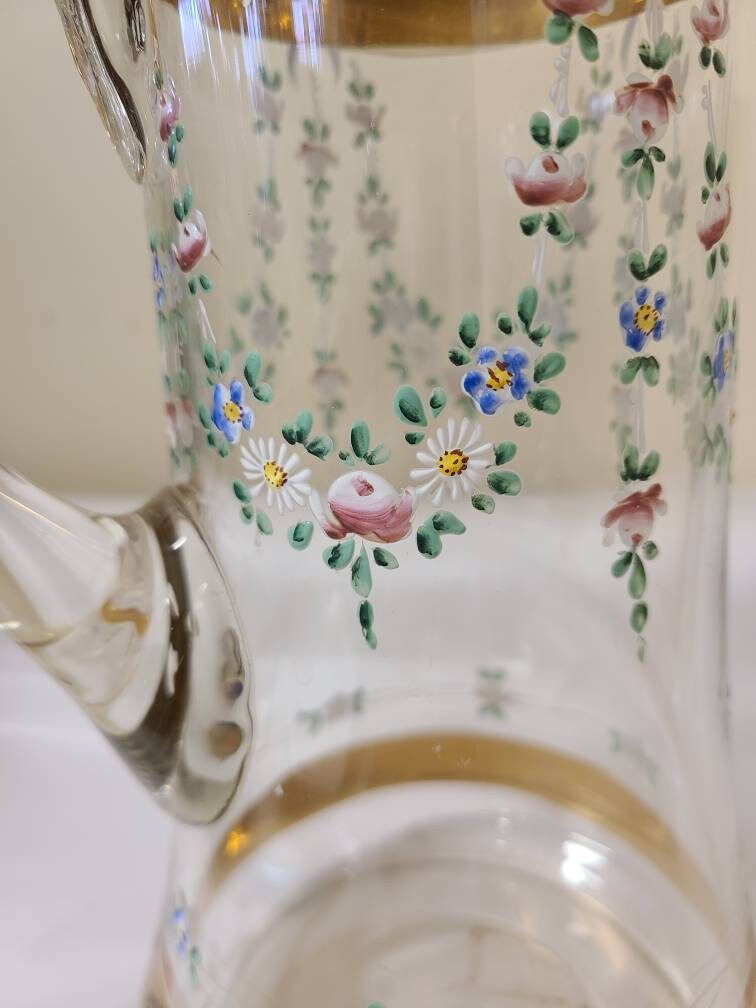 Vintage Gold Leaf Handpainted Pitcher