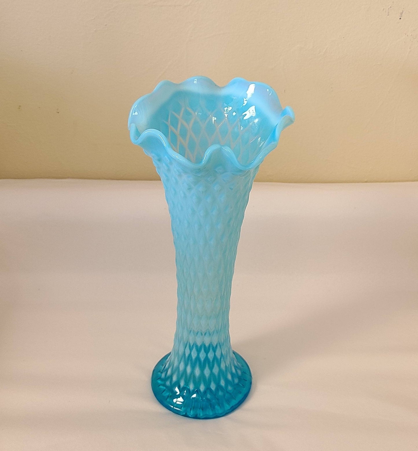 Northwood Blue Diamond Point Vase