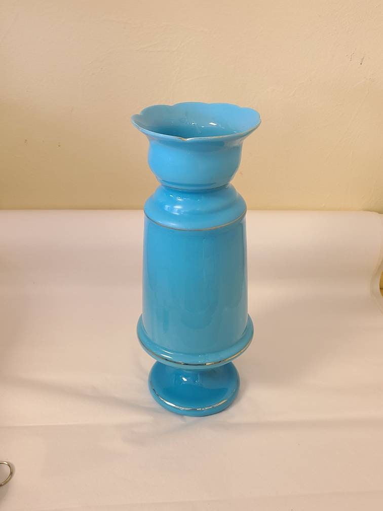 Antique Opaline Blue Vase