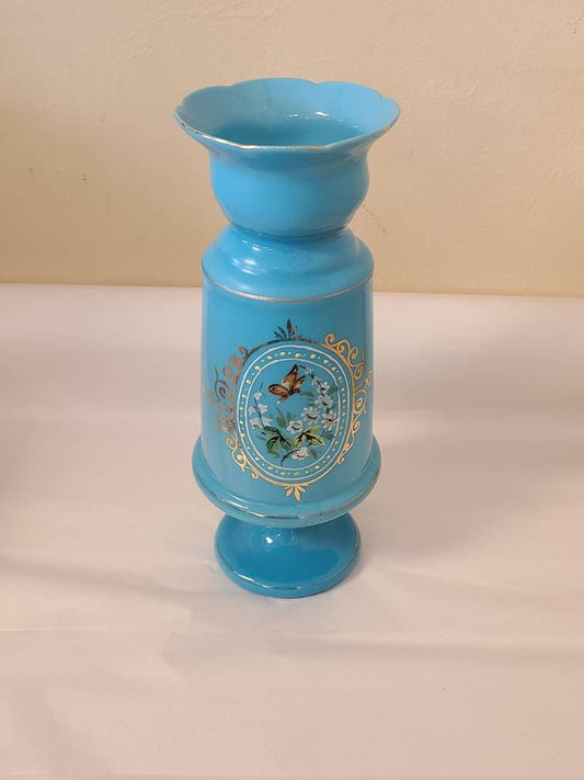 Antique Opaline Blue Vase